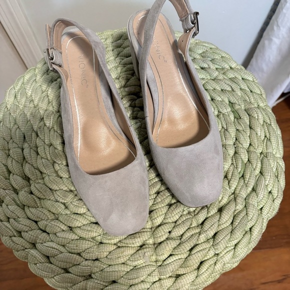 Vionic Plaza Nareen Gray Suede Block Heel Comfort Arch Support Slingback Heels - Picture 4 of 8